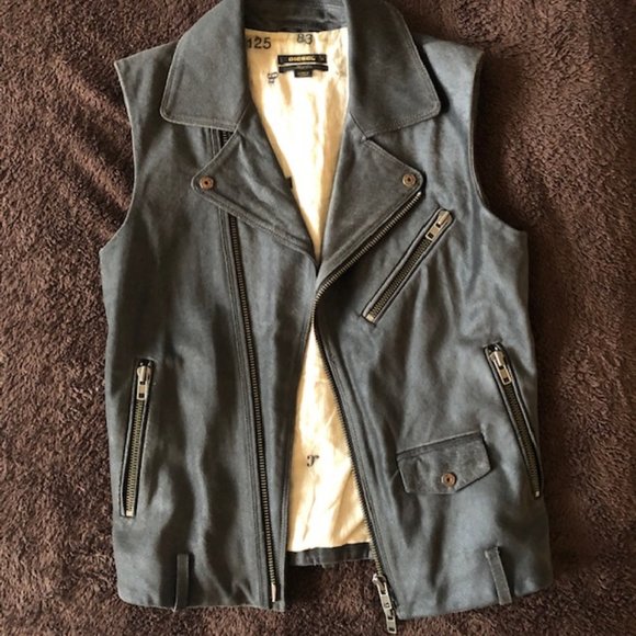 Diesel Black Gold Other - Diesel Treated Suede Moto Vest Gray